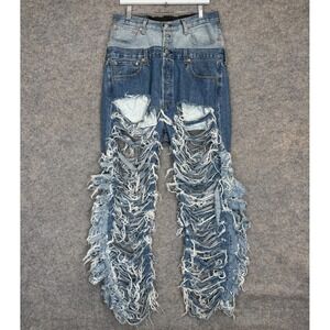 Levi's 501 Jeans Womens 32 ? Distressed Ultra High Rise Double Stitched Unique
